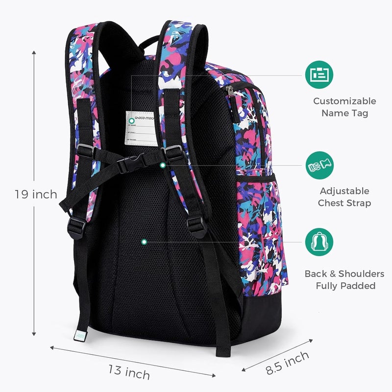 Choco Mocha Swim Backpack Girls, 35L Swimming Bag for Kids with Wet and Dry Compartments, Swim Gear Bag Camo Pink - Image 4